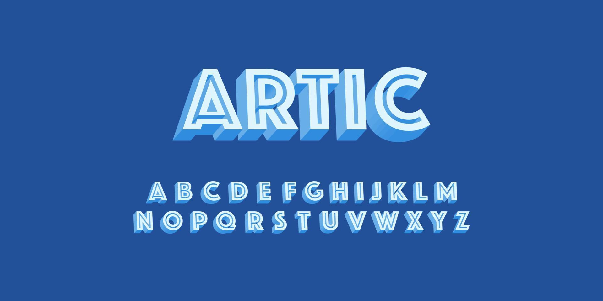 3d gewaagd en sterk modern lettertype, trillend koel stijleffect, eps 10 vector