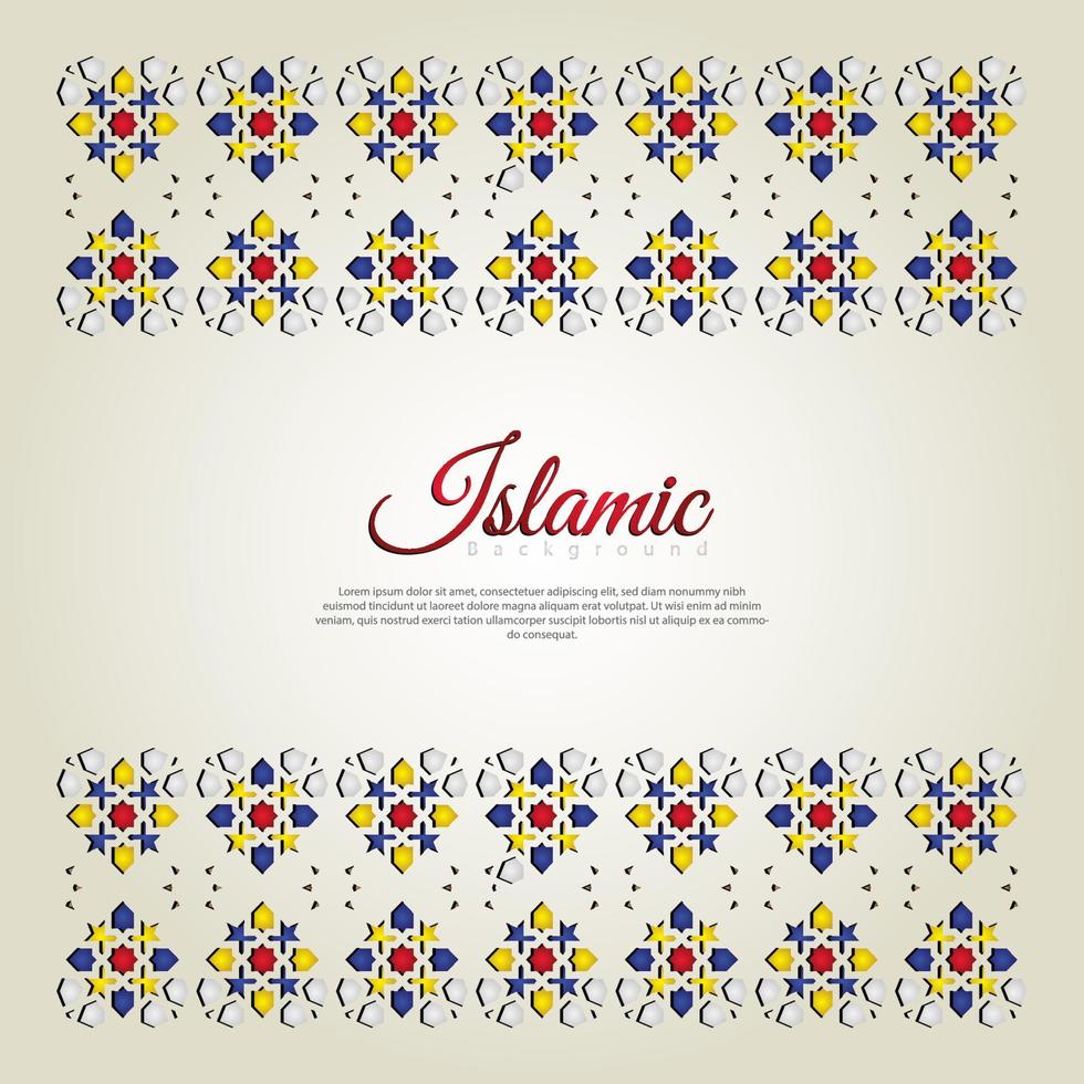 islamitische wenskaart banner achtergrond met sier kleurrijk detail van bloemenmozaïek islamitische kunst ornament vector