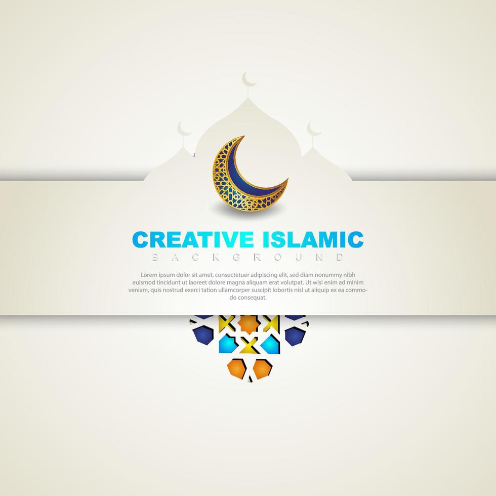 islamitische wenskaart banner achtergrond met sier kleurrijk detail van bloemenmozaïek islamitische kunst ornament vector