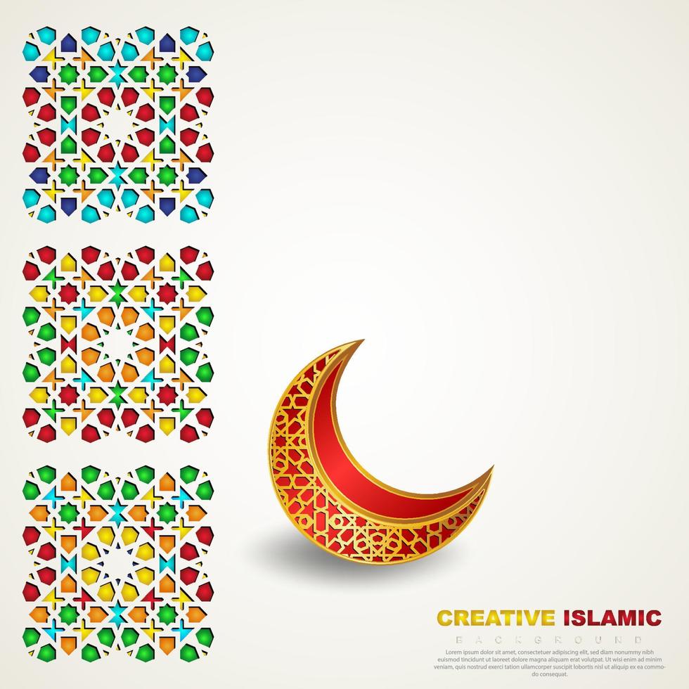 islamitische wenskaart banner achtergrond met sier kleurrijk detail van bloemenmozaïek islamitische kunst ornament vector