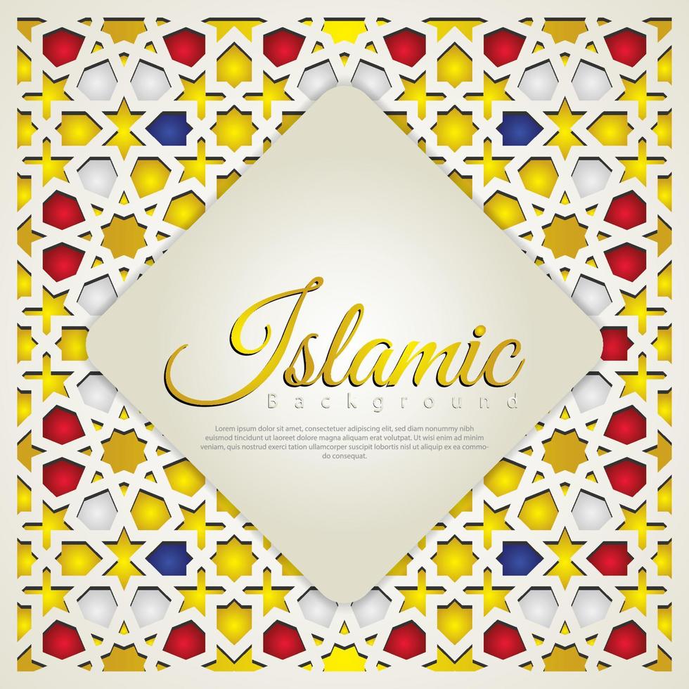 islamitische wenskaart banner achtergrond met sier kleurrijk detail van bloemenmozaïek islamitische kunst ornament vector