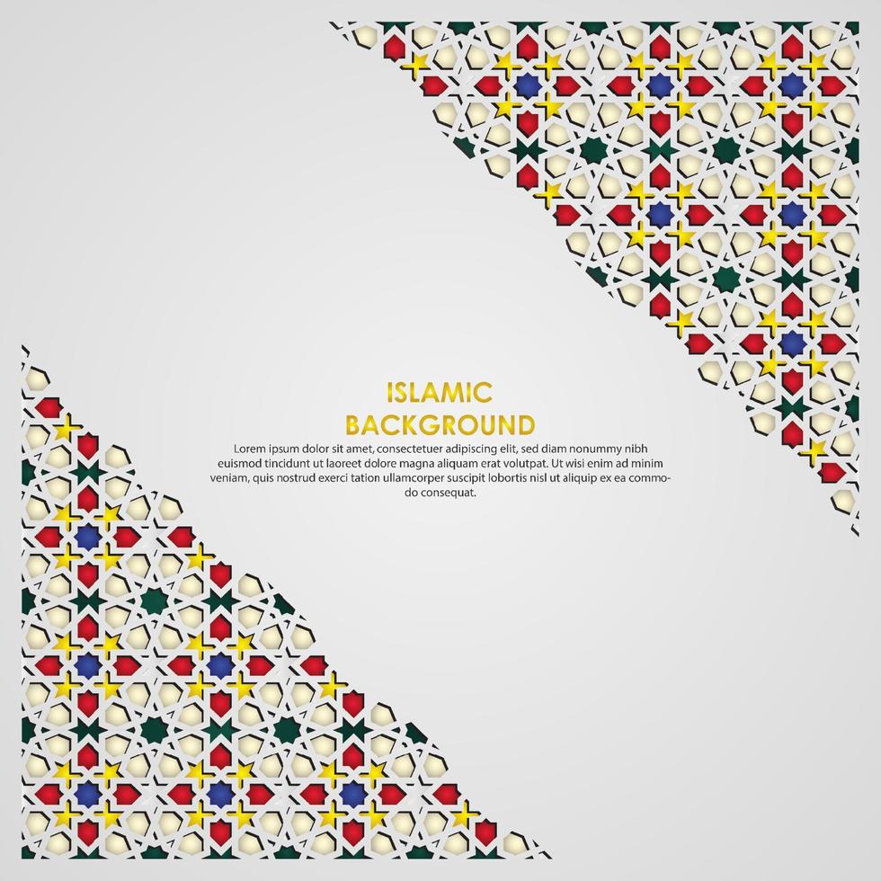 islamitische wenskaart banner achtergrond met sier kleurrijk detail van bloemenmozaïek islamitische kunst ornament vector