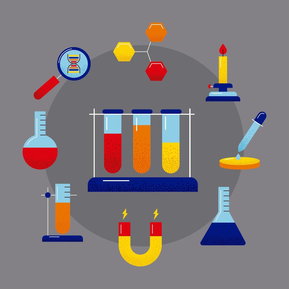 dna-onderzoek negen pictogrammen vector