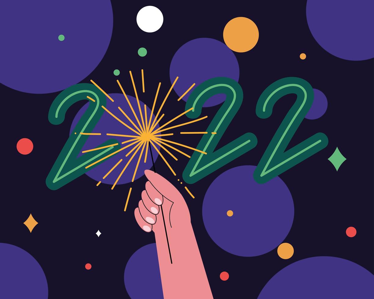 2022 jaar vuurwerk viering vector