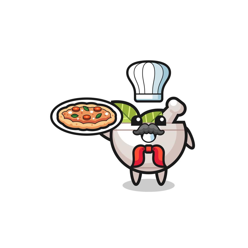 kruidenkomkarakter als Italiaanse chef-kokmascotte vector