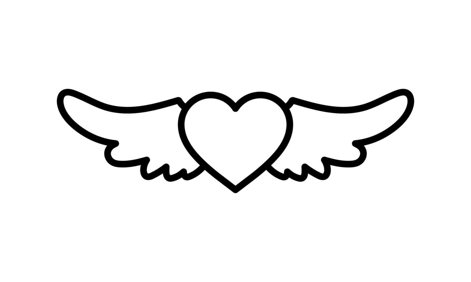 hart engel vleugels lijn pictogram, overzicht vector teken, lineaire stijl pictogram geïsoleerd op wit. liefde symbool, logo afbeelding. bewerkbare streek
