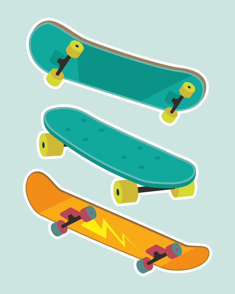 drie skateboards sport vector