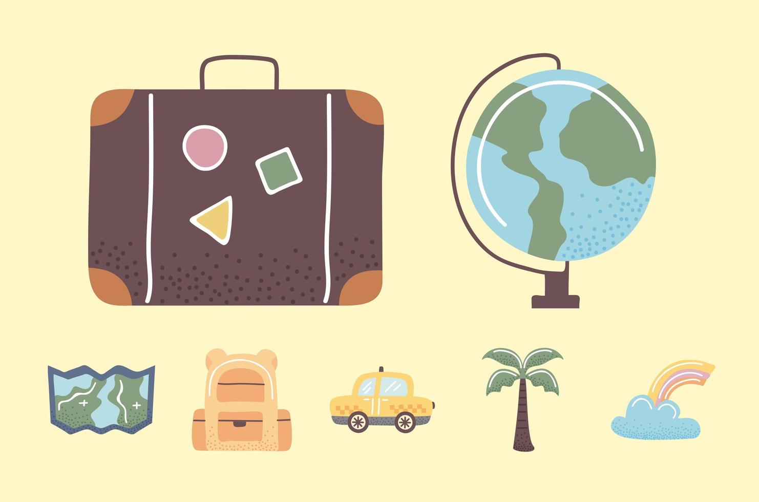 zeven reis lifestyle iconen vector