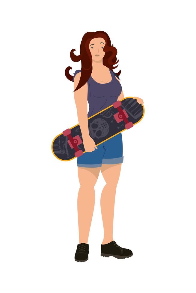 jong meisje op skateboard vector