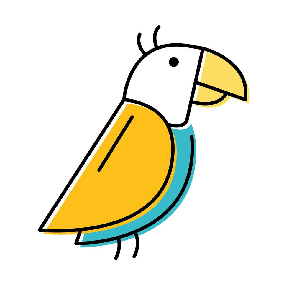 schattig, papegaai, mascotte, geïsoleerde, pictogram vector