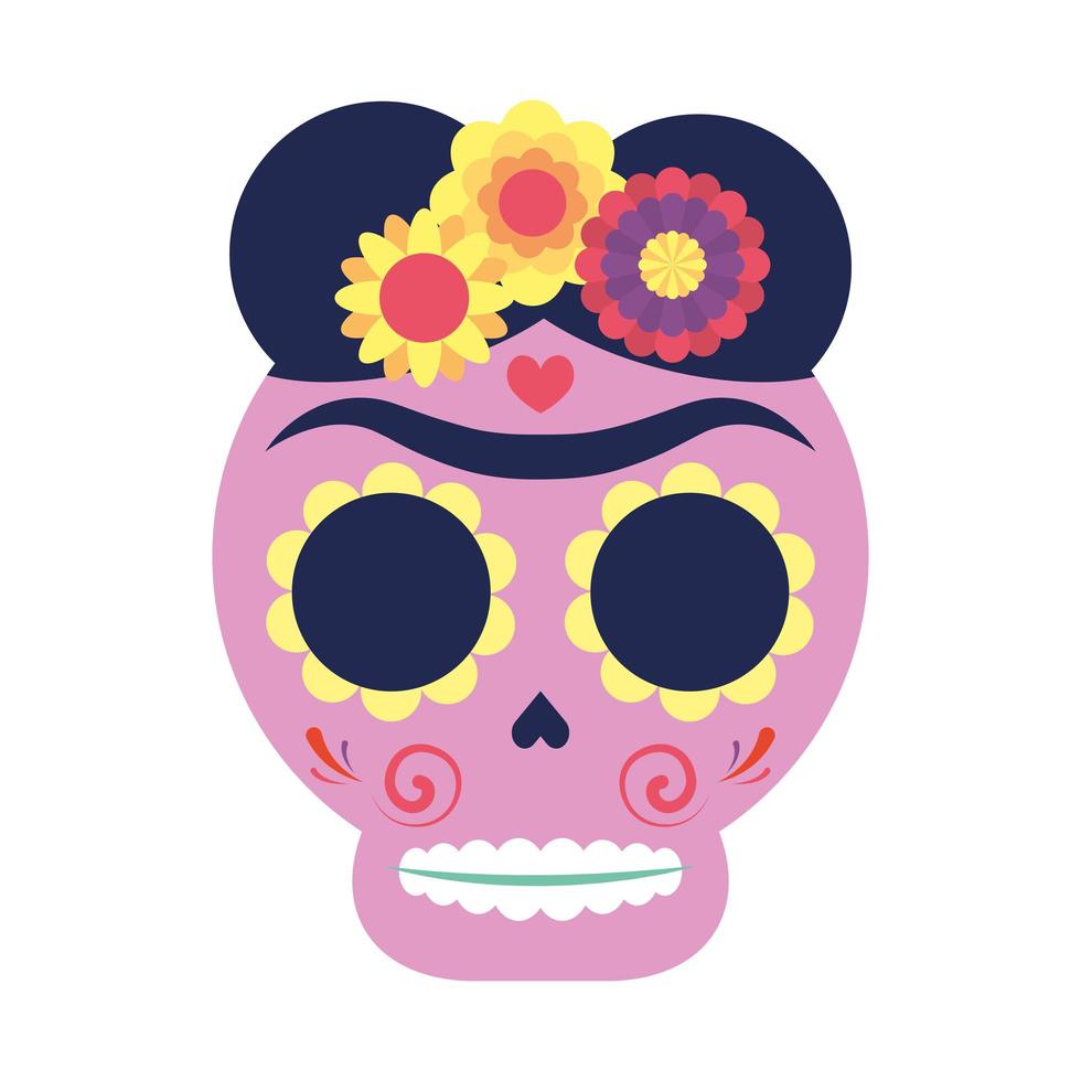 traditionele Mexicaanse schedel hoofd icoon vector