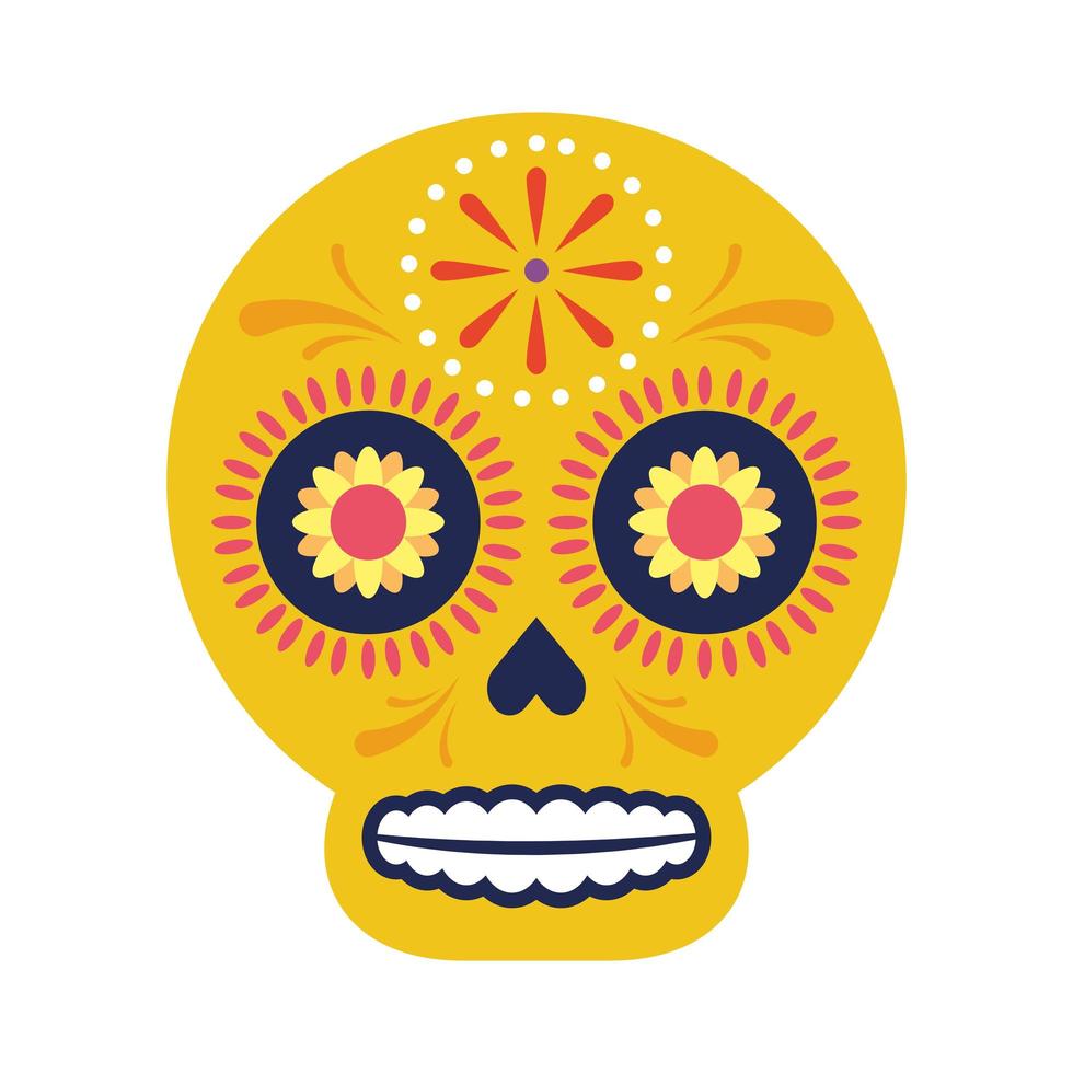 traditionele Mexicaanse schedel hoofd icoon vector