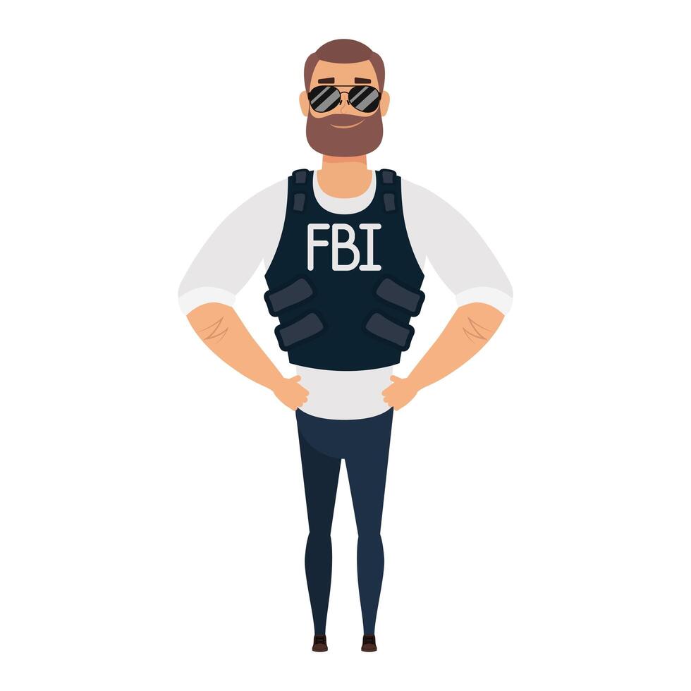 jonge man met baard FBI-agent vector