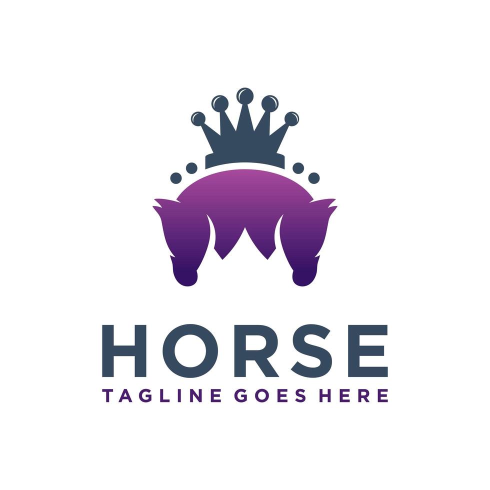 koning paard hoofd logo ontwerp vector