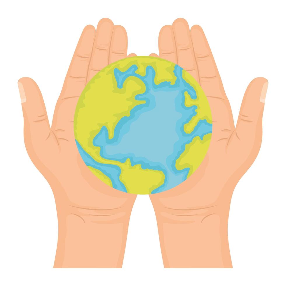 handen opheffen wereld planeet aarde vector