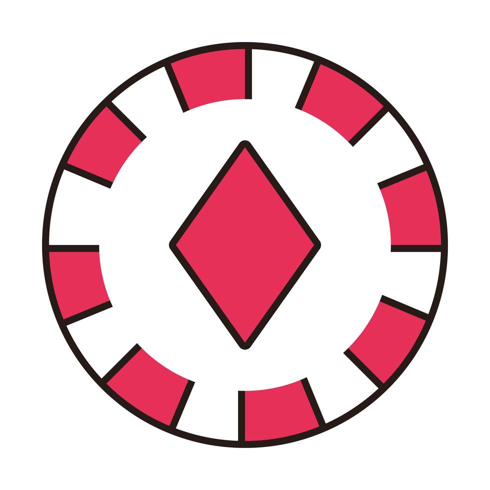 casino chip met diamant geïsoleerd pictogram vector