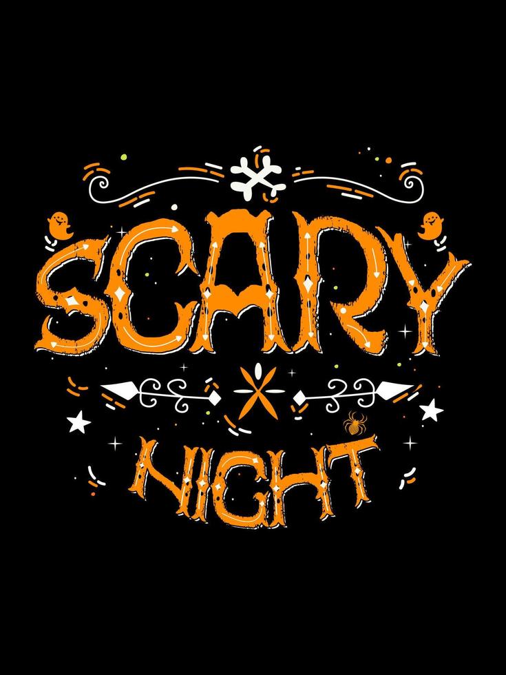 enge nacht t-shirt ontwerpsjabloon, typografie enge halloween tshirt grafisch, vakantie, festival, groet, oktober, spook, spookkasteel vector