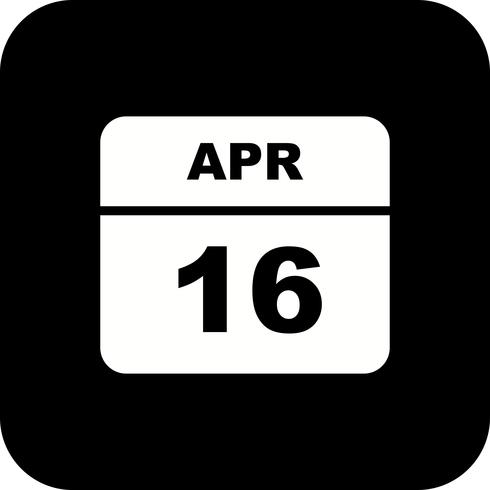 16 april Datum op een eendaagse kalender vector