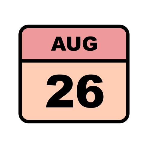 26 augustus Datum op een eendaagse kalender vector