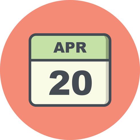 20 april Datum op een eendaagse kalender vector