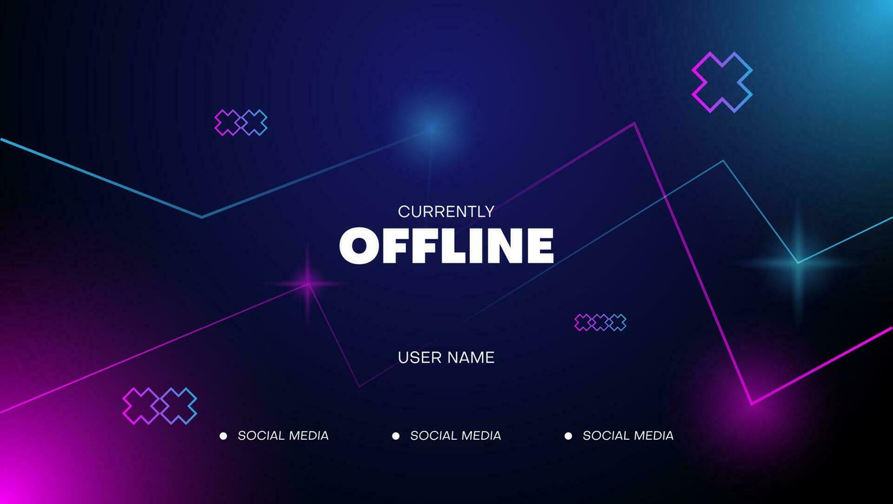 offline streaming achtergrond met light.gaming streaming banner met roze en blauw kleurlicht vector