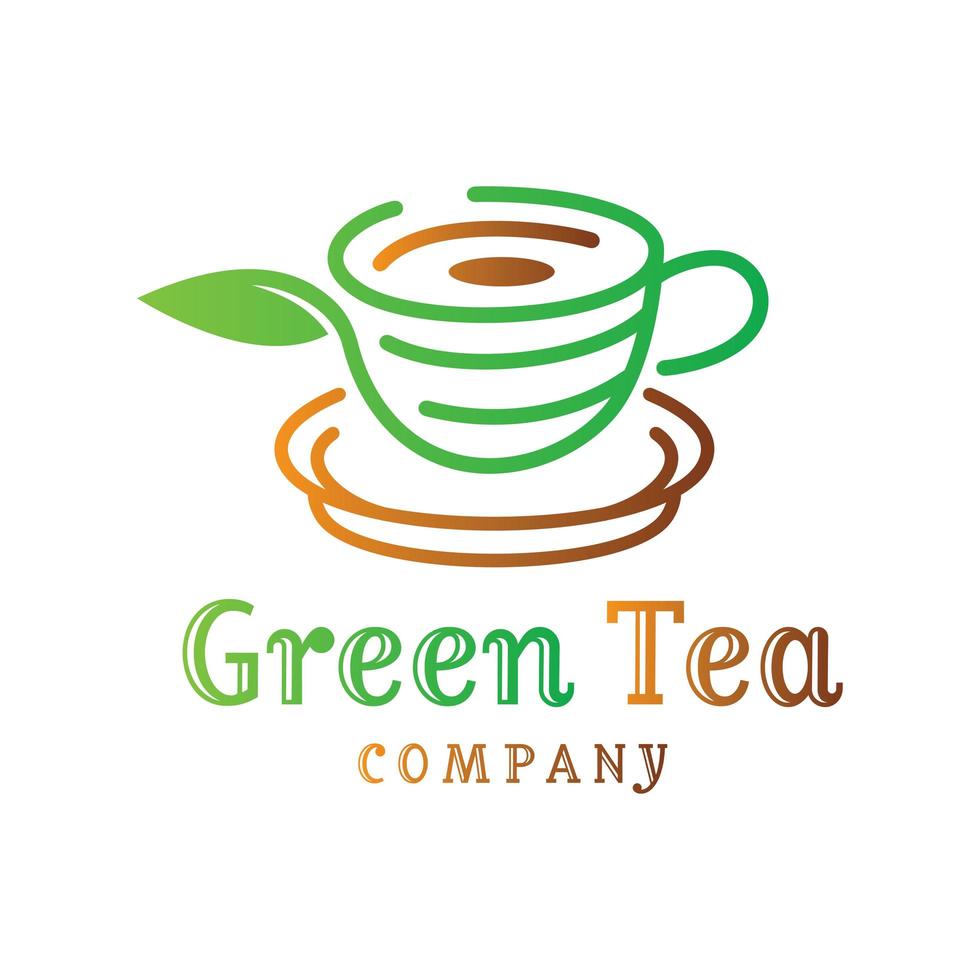 logo-ontwerp met groene theeblaadjes vector