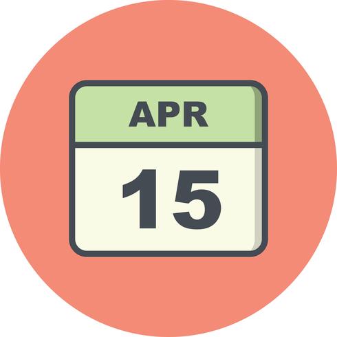 15 april Datum op een eendaagse kalender vector