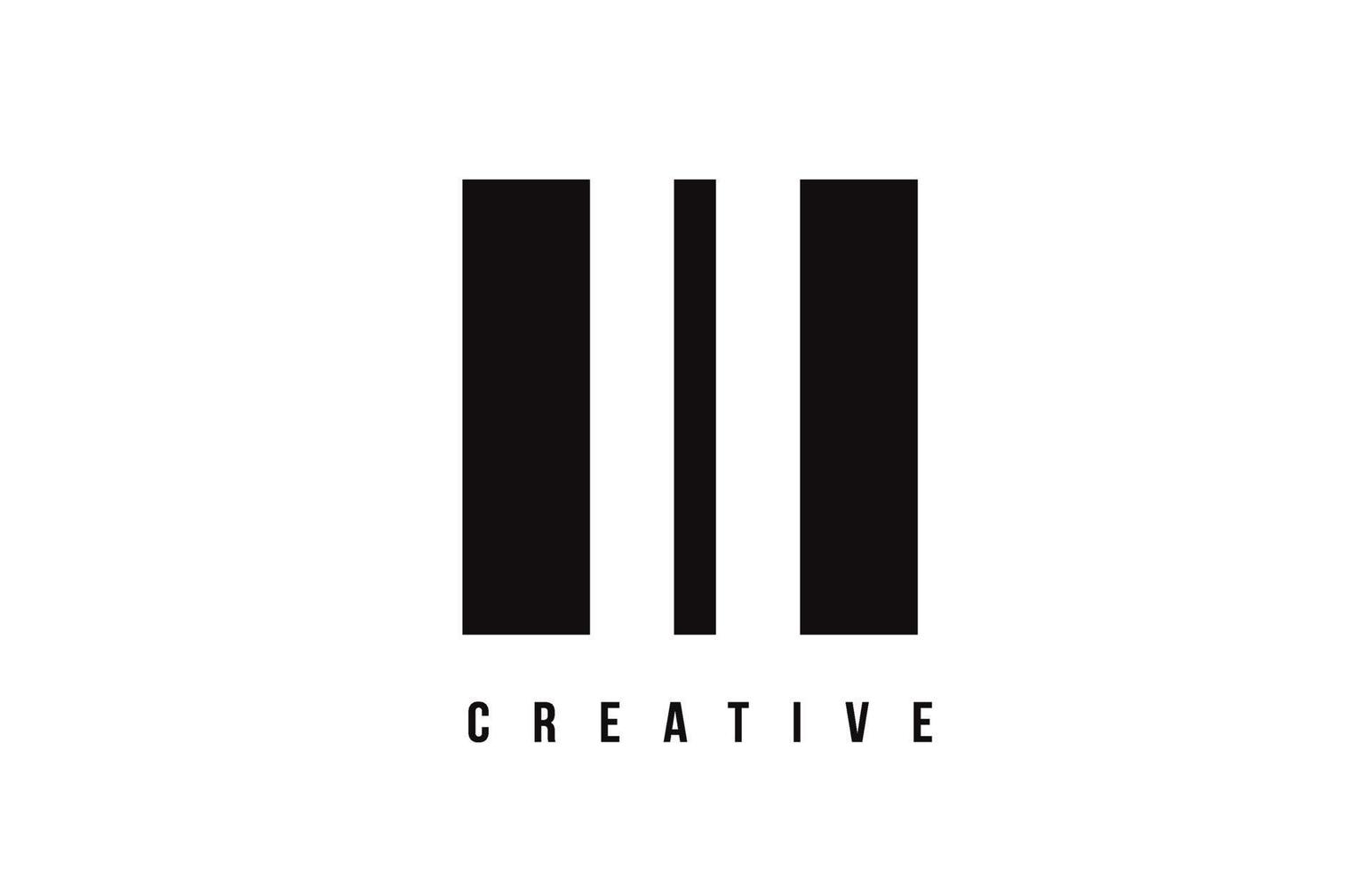 ii ii witte letter logo-ontwerp met zwart vierkant. vector