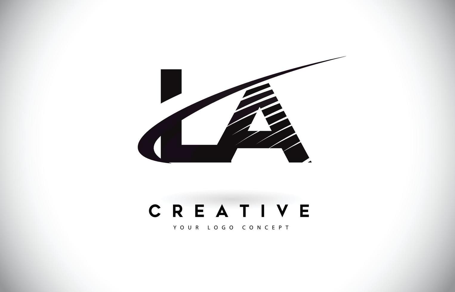 la la letter logo-ontwerp met swoosh en zwarte lijnen. vector