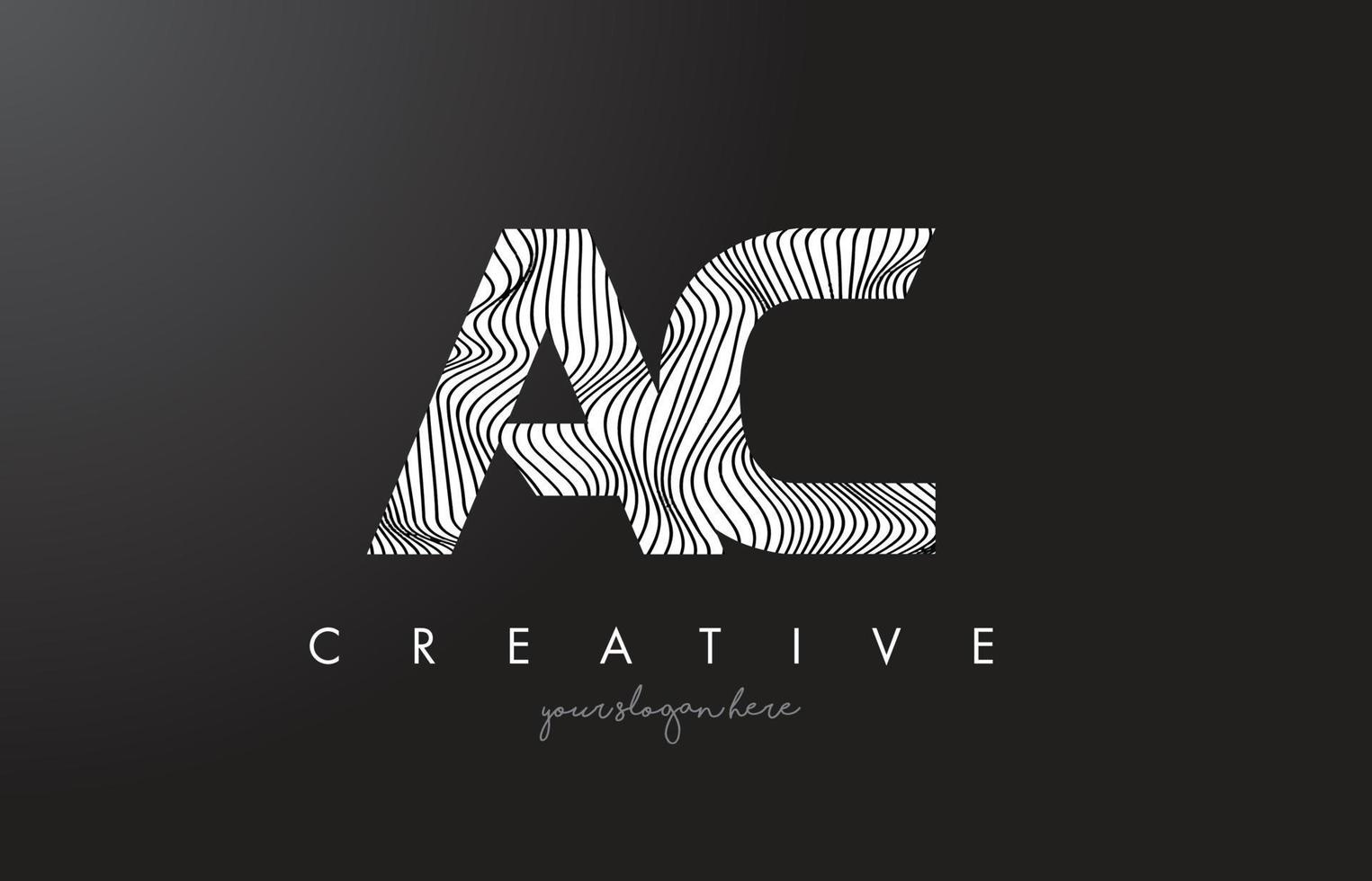 ac ac brief logo met zebra lijnen textuur ontwerp vector. vector