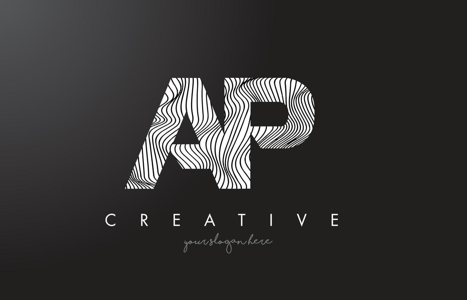 ap ap brief logo met zebra lijnen textuur ontwerp vector. vector