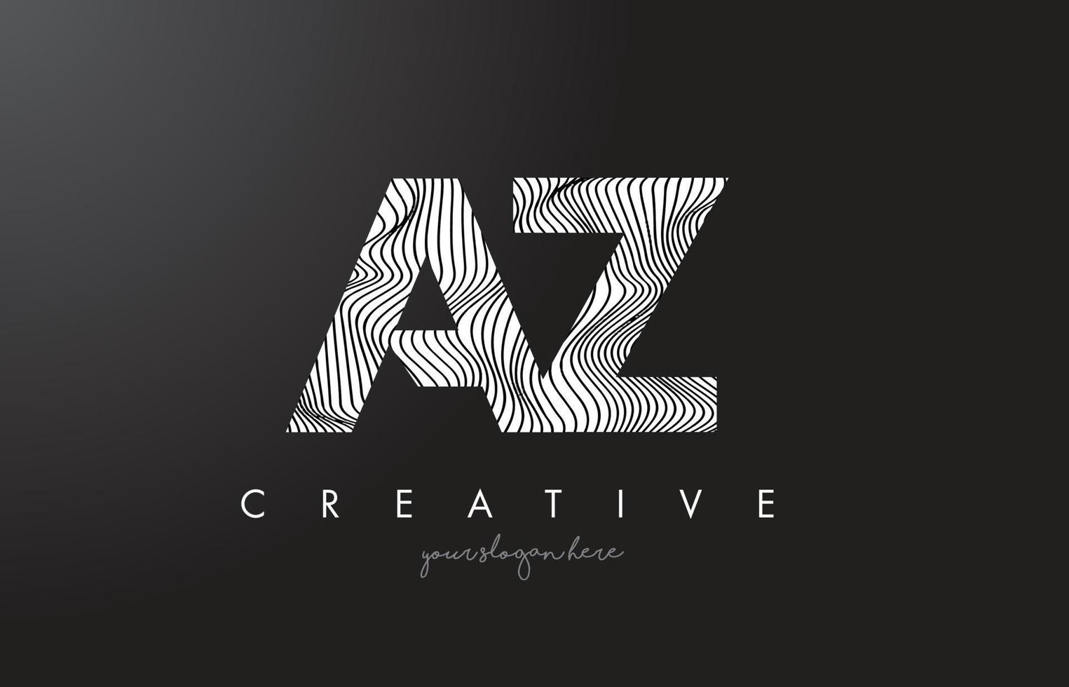 az az letter logo met zebra lijnen textuur ontwerp vector. vector