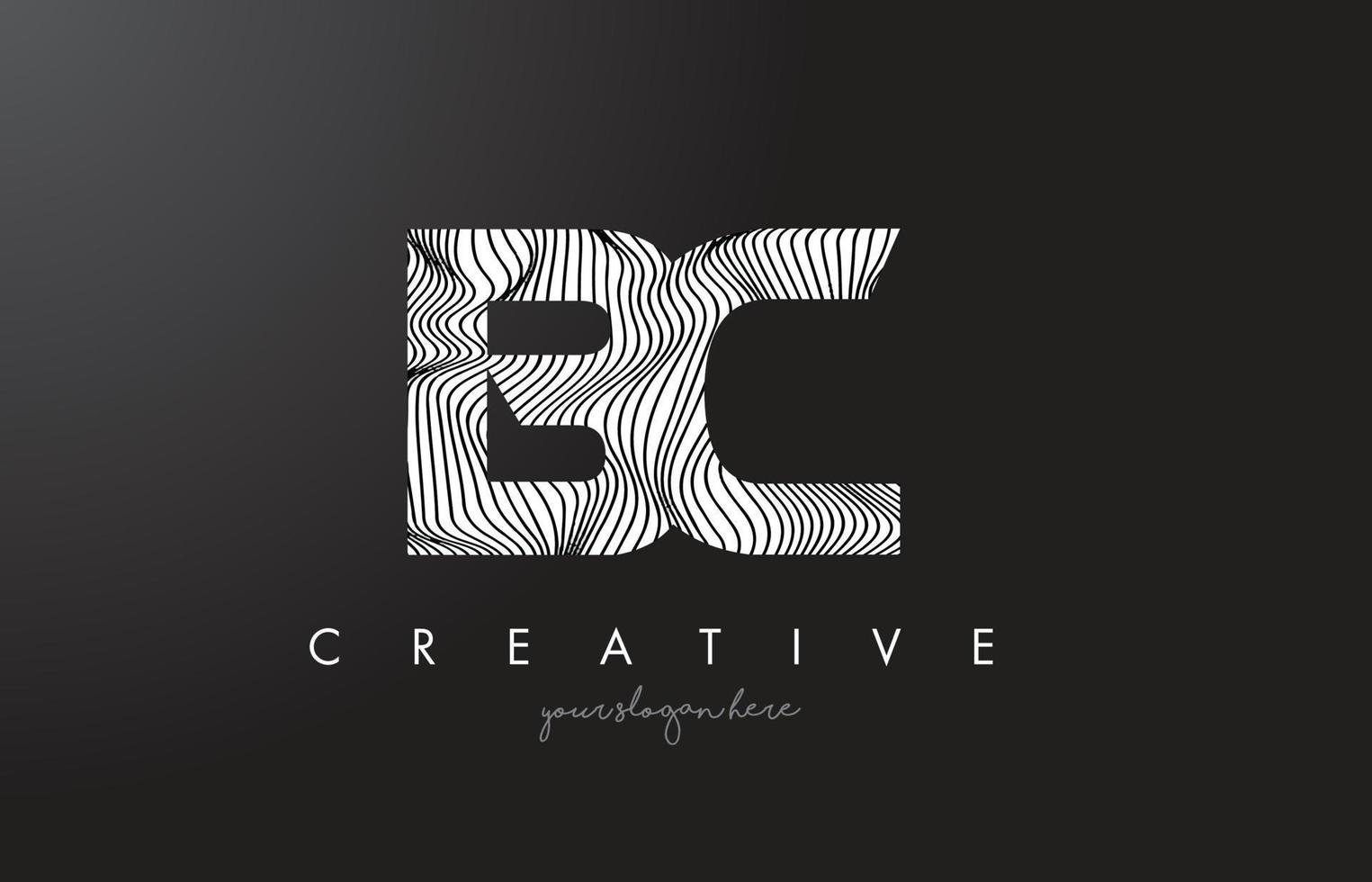 bc bc brief logo met zebra lijnen textuur ontwerp vector. vector