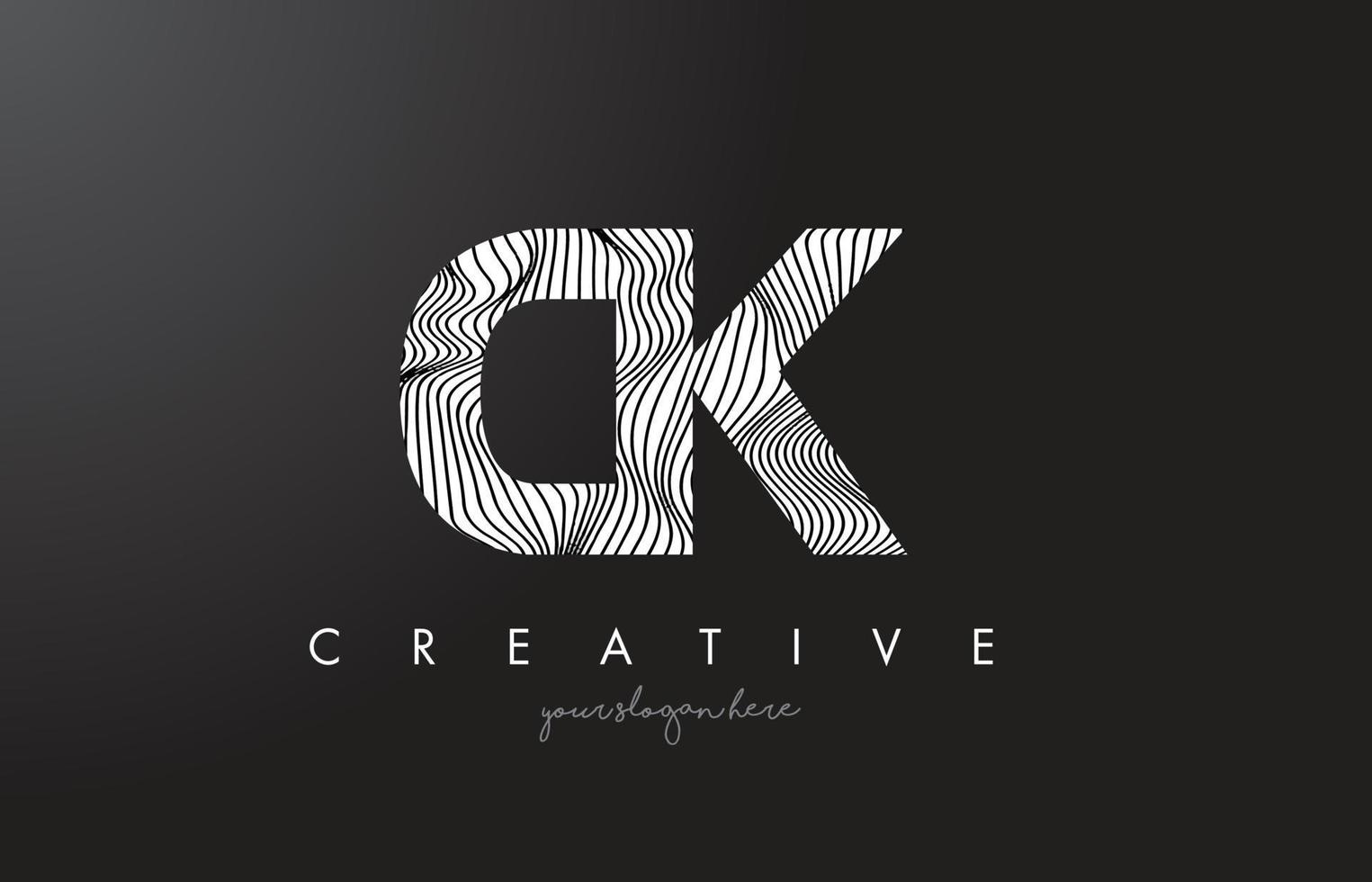 ck ck brief logo met zebra lijnen textuur ontwerp vector. vector