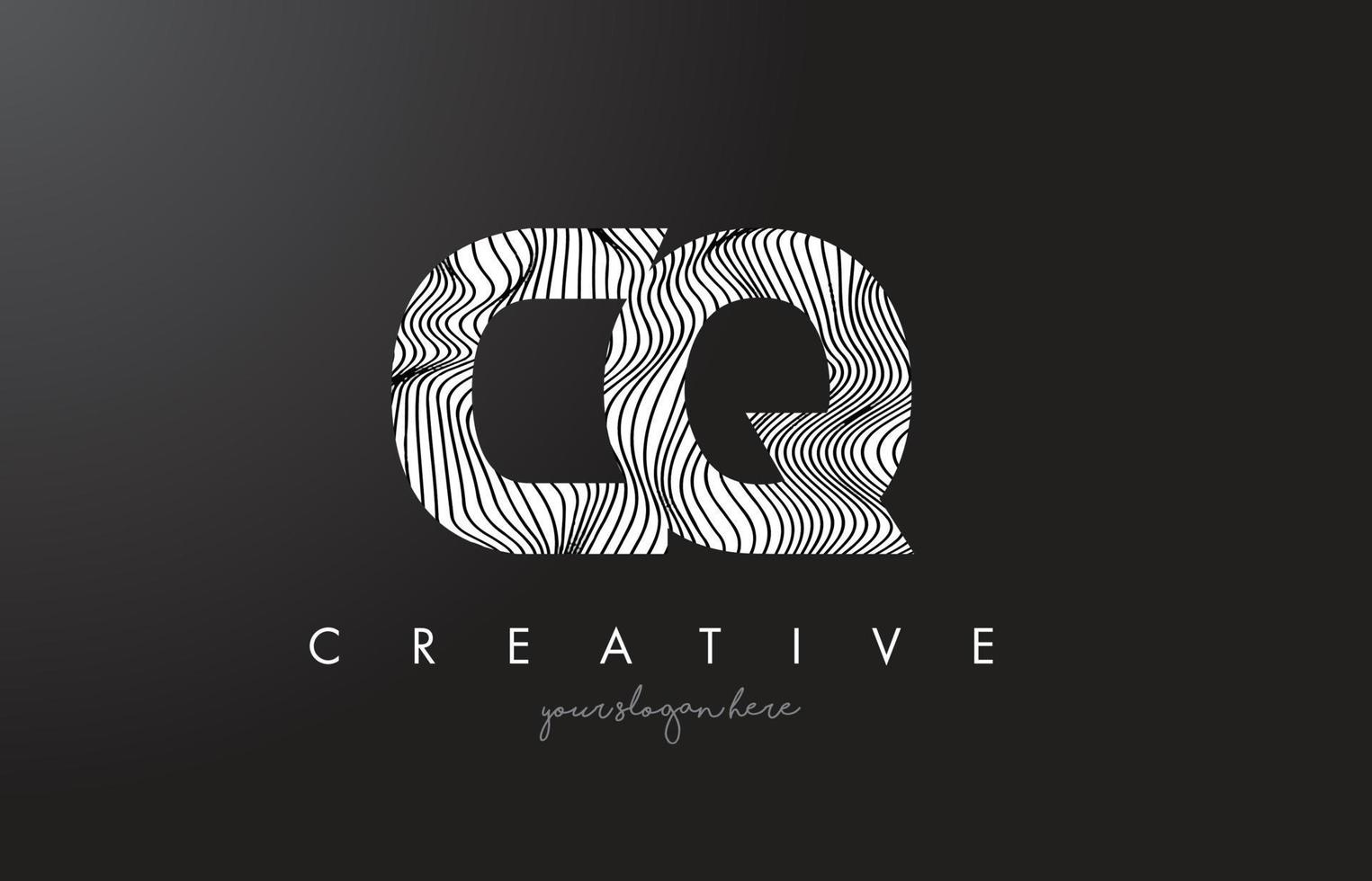 cq cq letter logo met zebra lijnen textuur ontwerp vector. vector