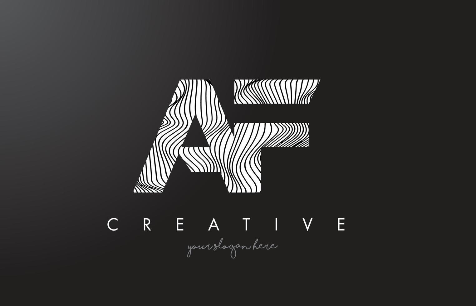 af af letter logo met zebra lijnen textuur ontwerp vector. vector