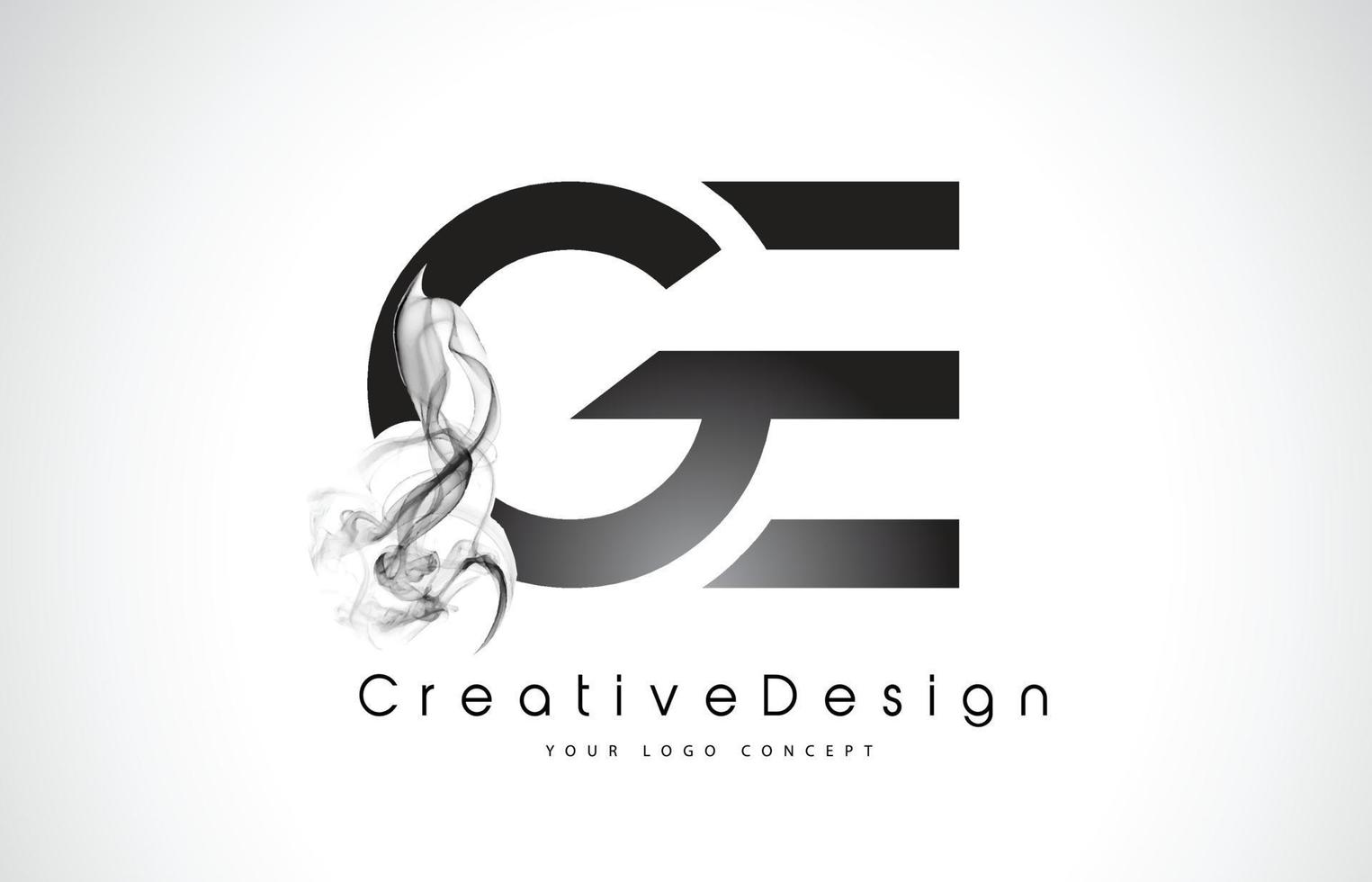 ge letter logo-ontwerp met zwarte rook. vector