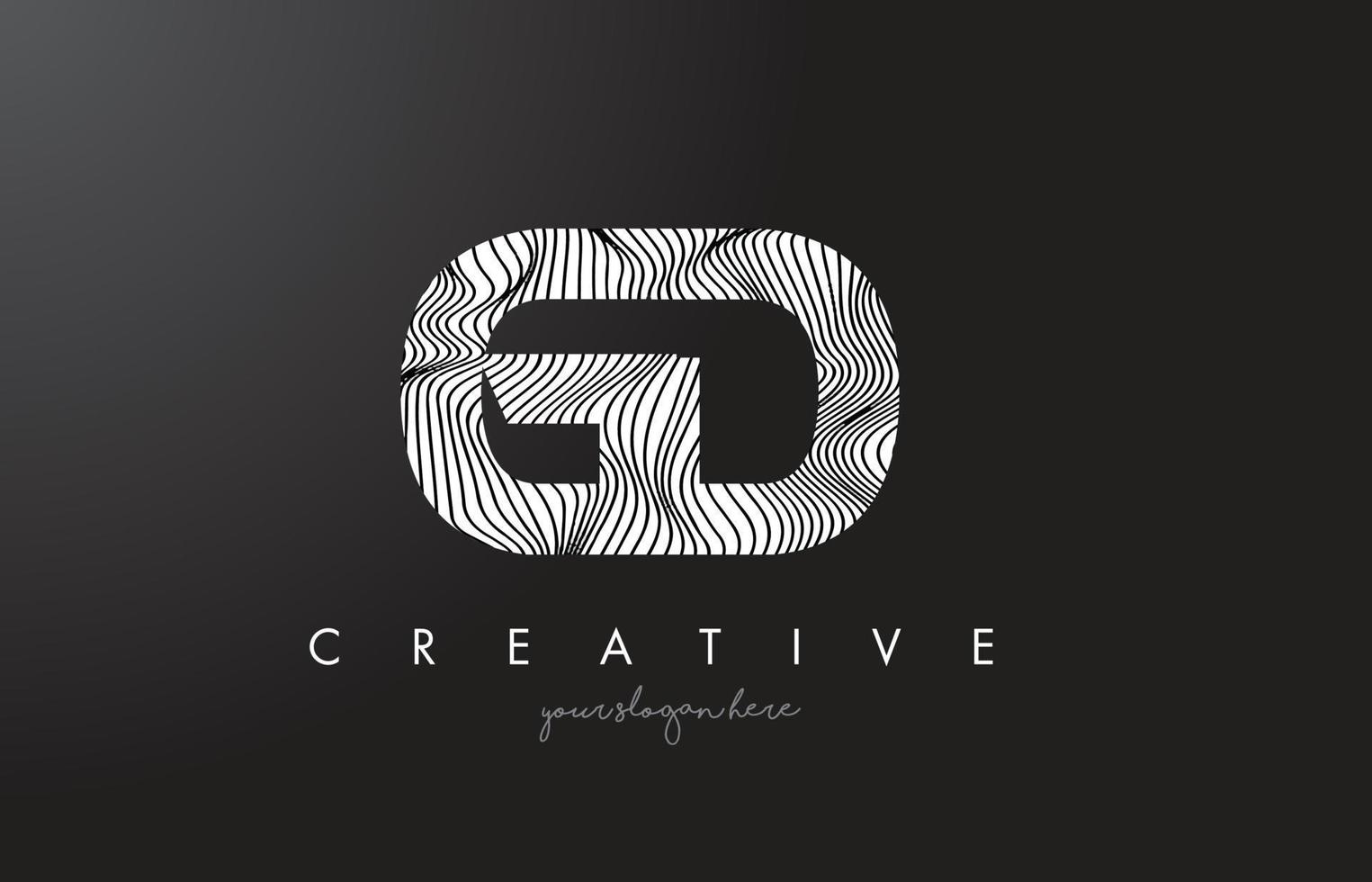 gd gd brief logo met zebra lijnen textuur ontwerp vector. vector