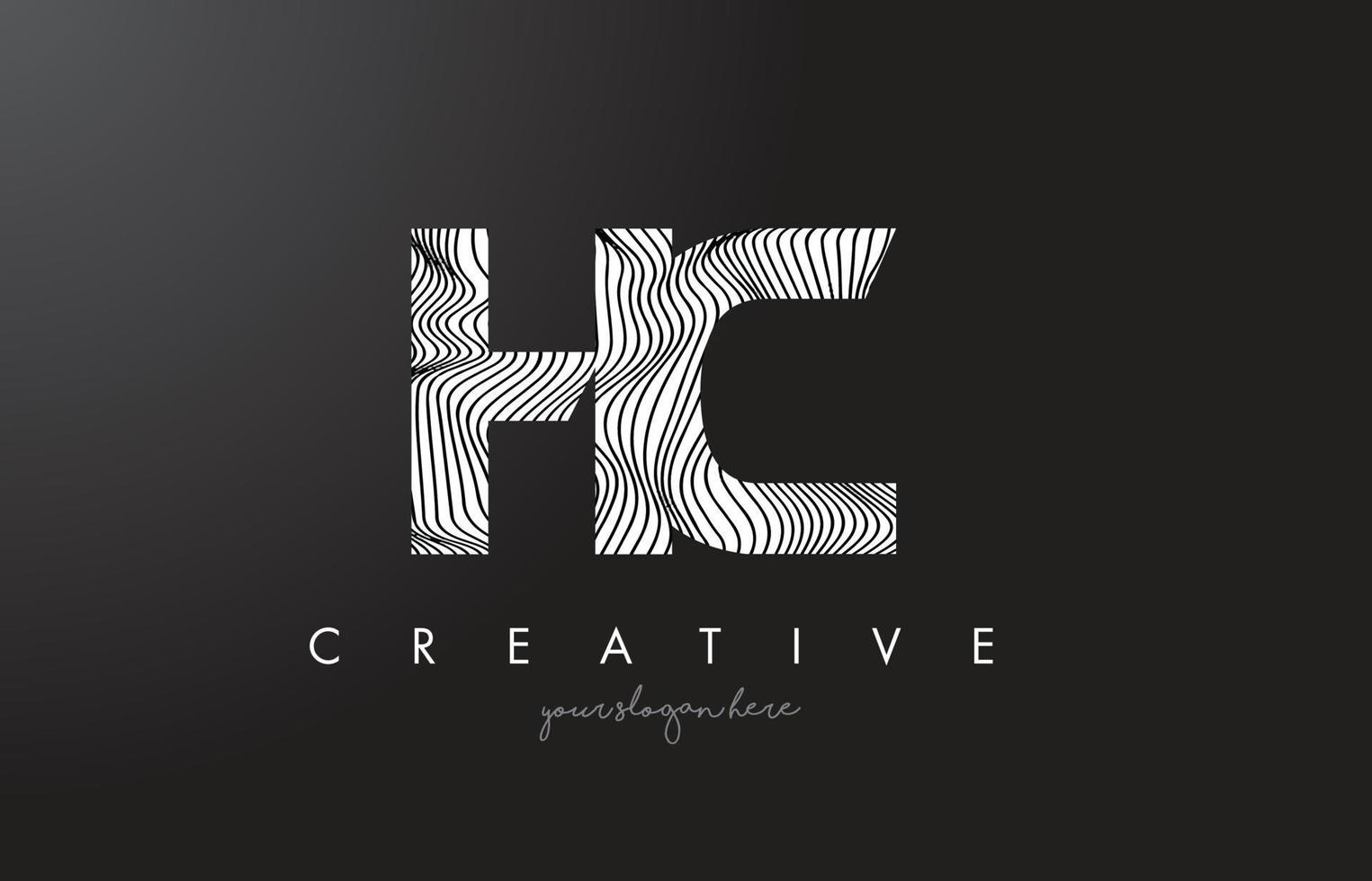 hc hc letter logo met zebra lijnen textuur ontwerp vector. vector