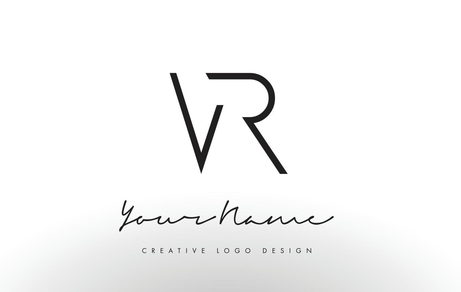 vr brieven logo ontwerp slank. creatief eenvoudig zwart letterconcept. vector