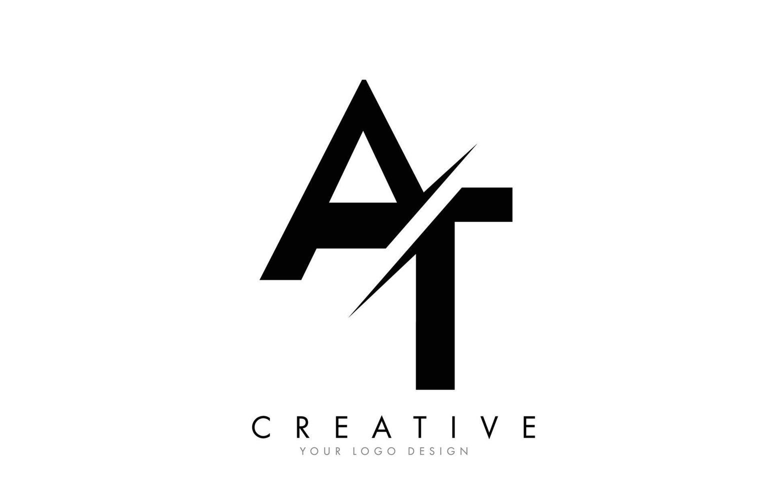 at at letter logo-ontwerp met een creatieve snit. vector