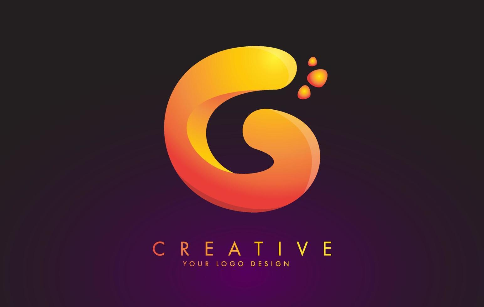 g briefsjabloon logo met oranje kleuren en stippen. vector