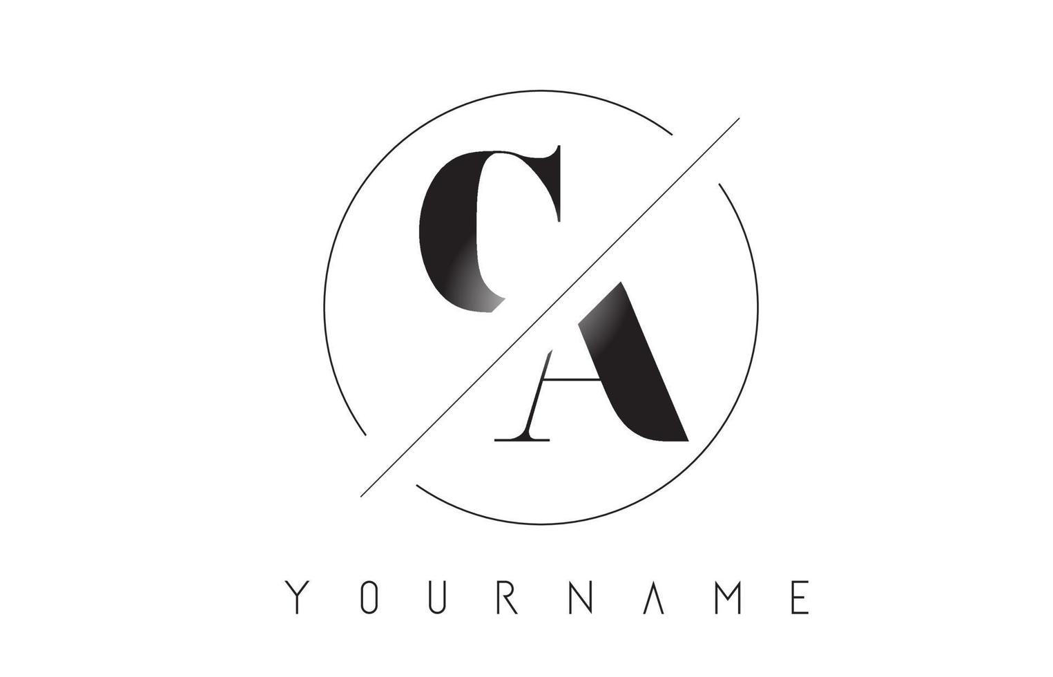 ca-letterlogo met gesneden en doorsneden ontwerp vector