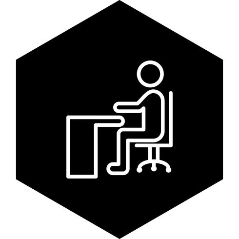 Zittend op bureau pictogram ontwerp vector