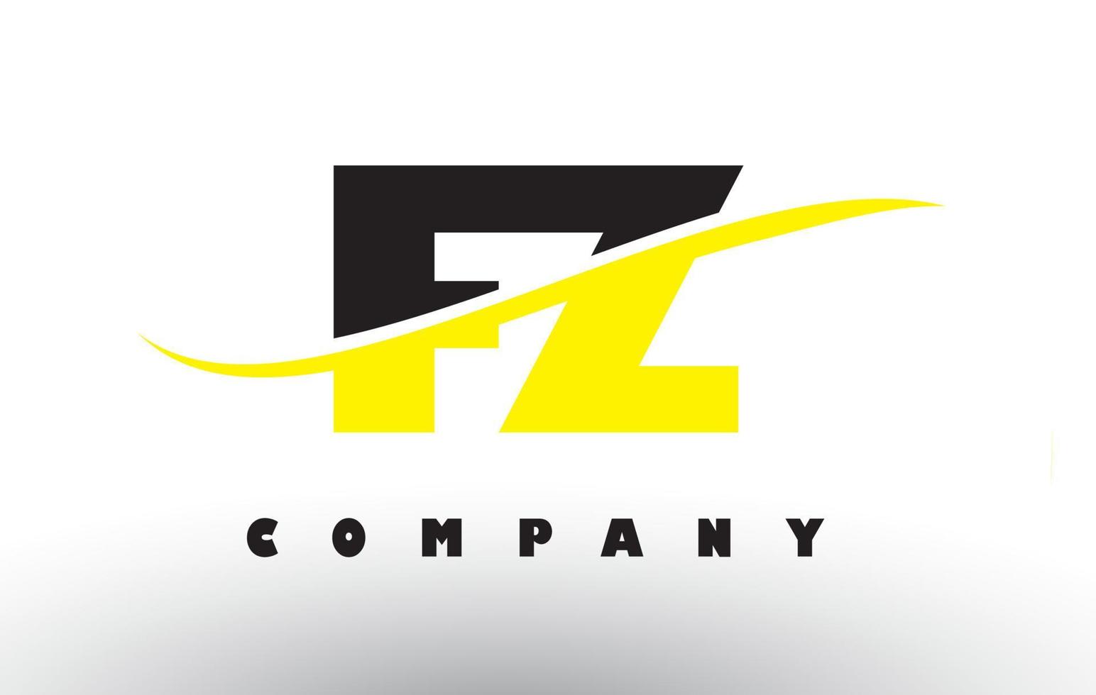 fz fz zwart en geel letterlogo met swoosh. vector