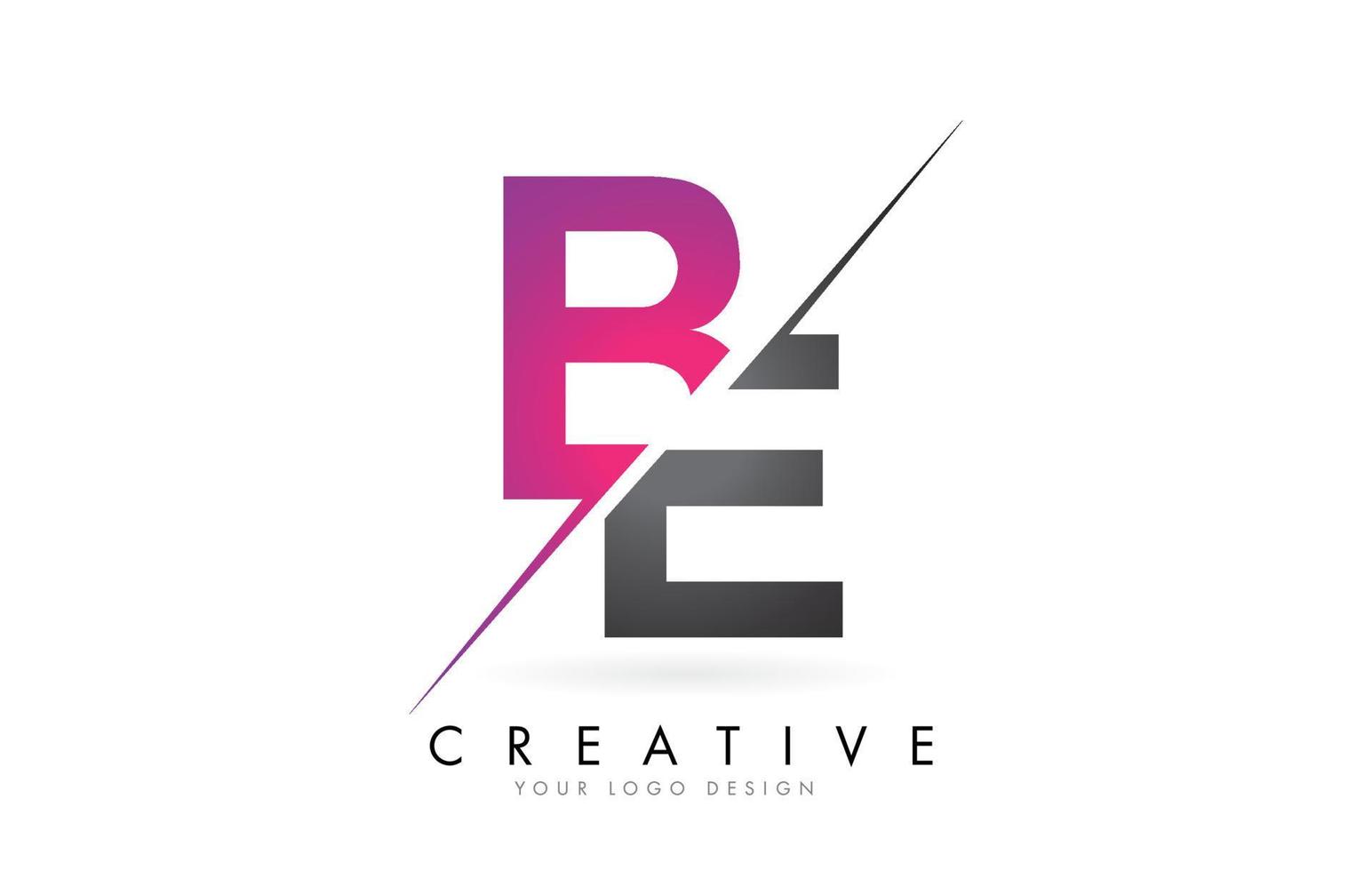 be be letter-logo met colorblock-ontwerp en creatieve snit. vector