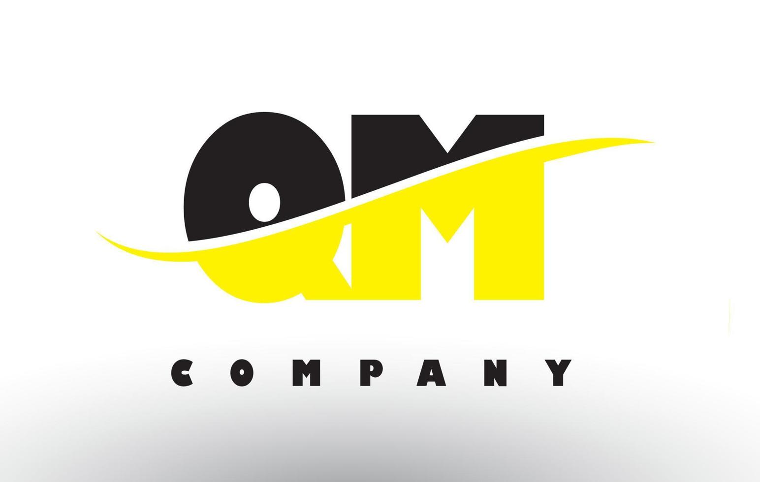 qm qm zwart en geel letterlogo met swoosh. vector