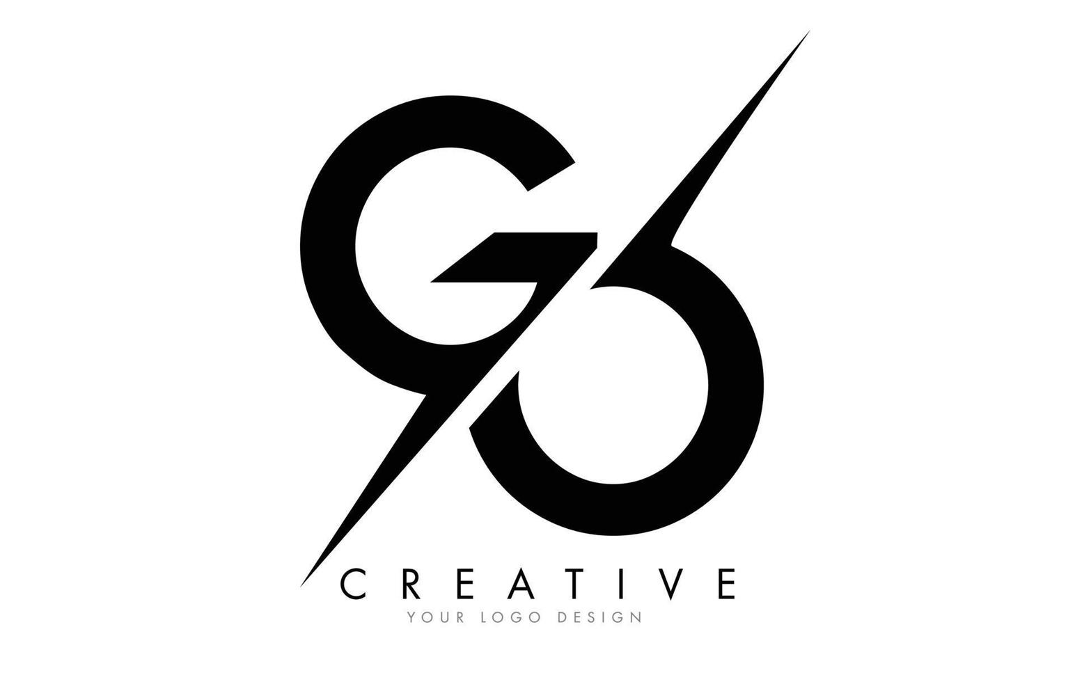 go go letter logo-ontwerp met een creatieve snit. vector