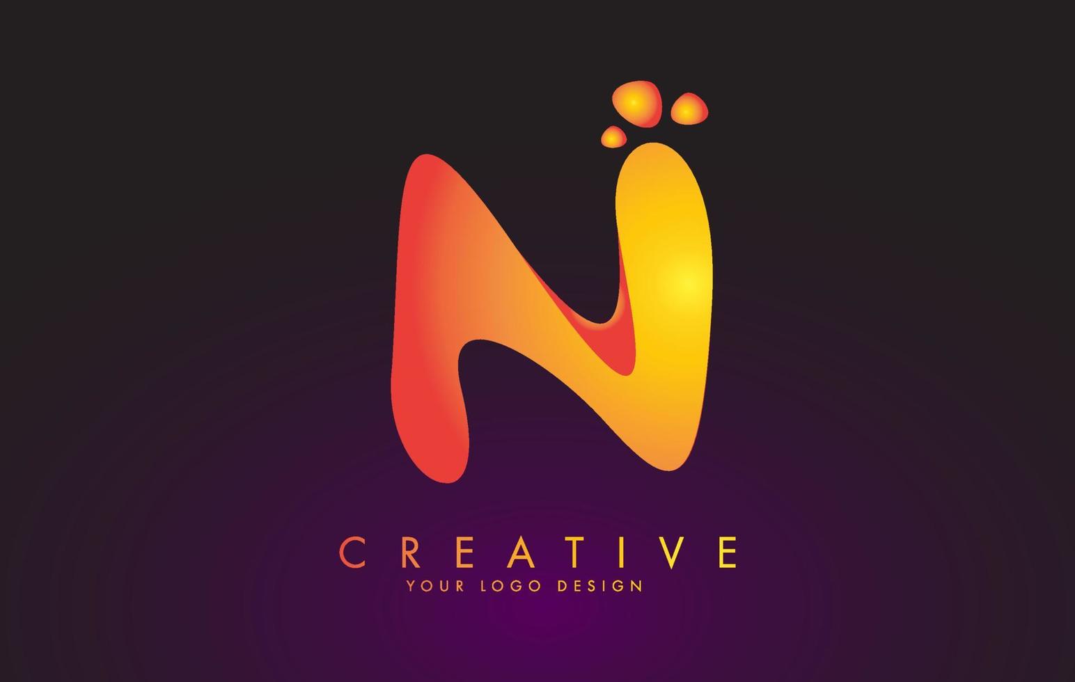n brief logo ontwerpsjabloon met oranje kleuren en stippen. vector
