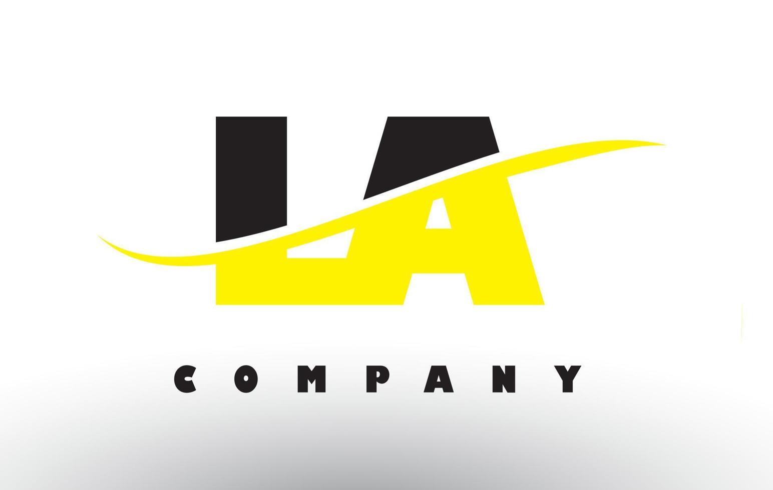 la la zwart en geel letterlogo met swoosh. vector